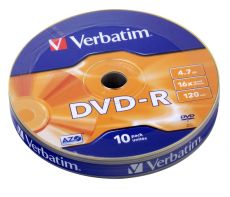 Диск DVD-R Verbatim 4.7Gb 16x Cake Box (10шт) (43729)