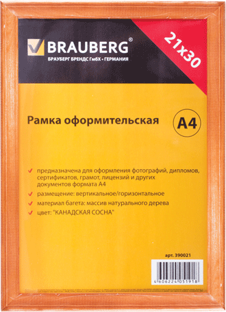 Фоторамка BRAUBERG 390021 Канадская сосна 21x30